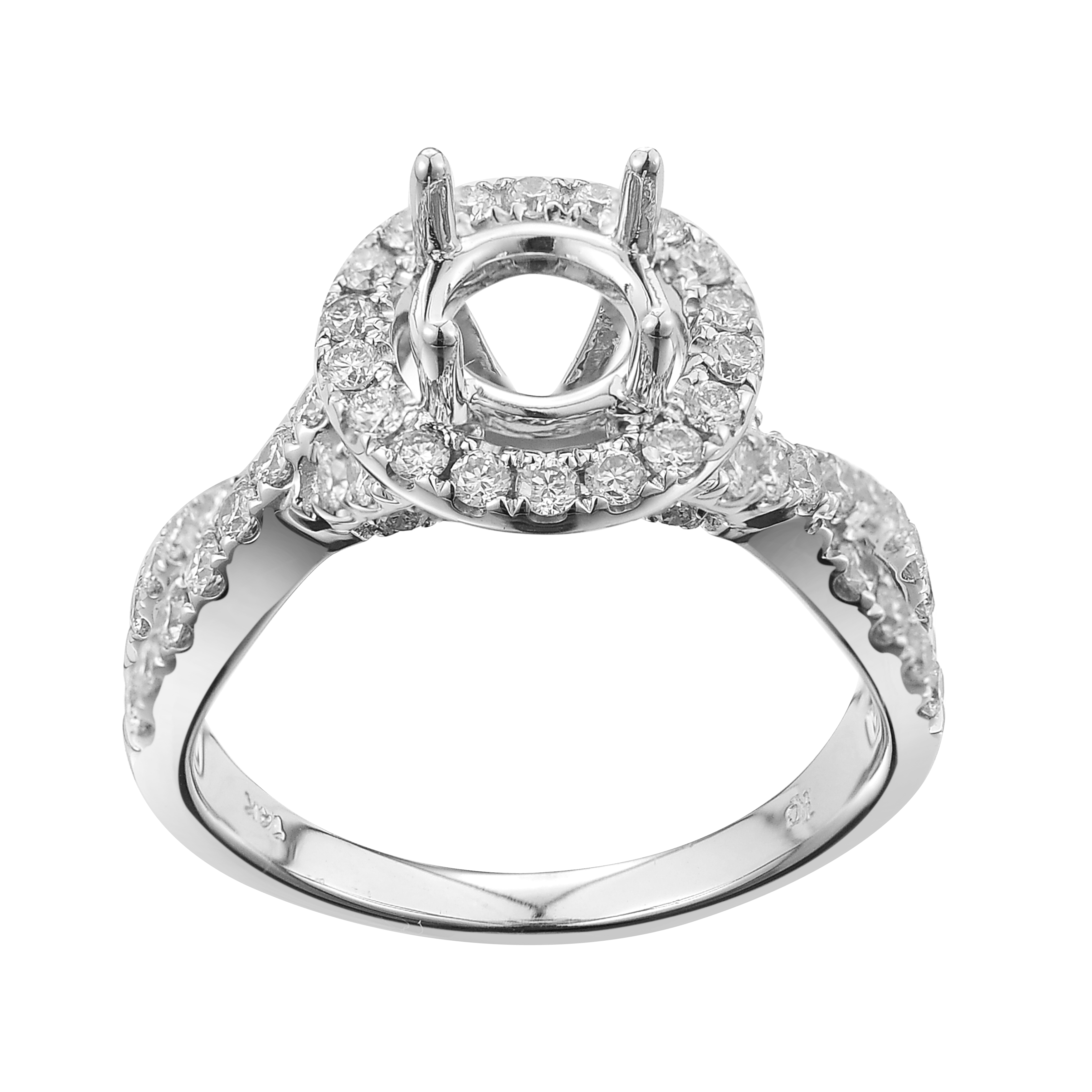 Diamond Engagement Mounting Ring 0.72 ct. 14K White Gold